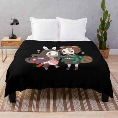 Cute Demon Slayer Throw Blanket Official Demon Slayer Merch