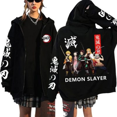 Demon Slayer Zipper Sweatshirts Zip Up Hoodie Anime Hoodies Unisex Hip Hop Streetwear Nezuko Kamado Graphic 1 - Demon Slayer Store