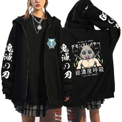 Demon Slayer Zipper Sweatshirts Zip Up Hoodie Anime Hoodies Unisex Hip Hop Streetwear Nezuko Kamado Graphic 17 - Demon Slayer Store