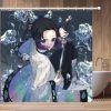 Anime Demon Slayer Waterproof Shower Curtains Cartoon Gif Bathroom Decoration with Hook 3D Print Bath Drapes 1 - Demon Slayer Store