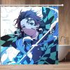 Anime Demon Slayer Waterproof Shower Curtains Cartoon Gif Bathroom Decoration with Hook 3D Print Bath Drapes 8 - Demon Slayer Store