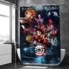 Japanese Demon Slayer Printed Shower Curtain Anime Cartoon 3D Mildew Proof Printed Polyester Fabric Waterproof With 2 - Demon Slayer Store