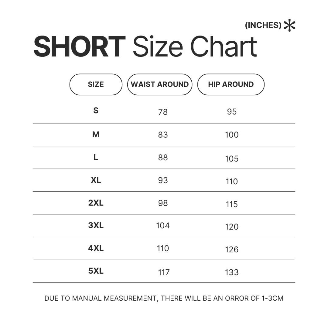 Short Size Chart - Demon Slayer Store